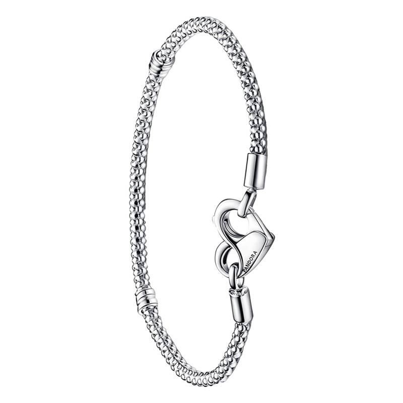 925 Silver Pandora Moments Studded Chain Bracelet, Length 16 cm to 21 cm - Pandora