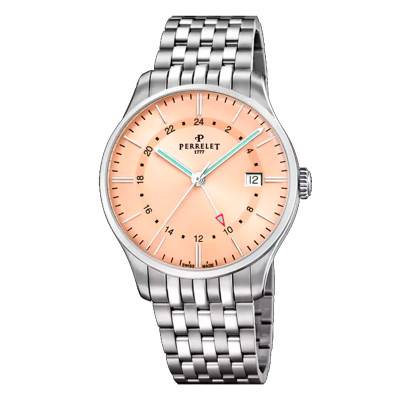 Montre Weekend GMT Saumon - Perrelet