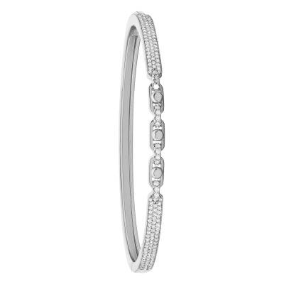 925 Sterling Silver & Zirconia Astor Link Bangle Bracelet, Length 18 cm - Michael Kors
