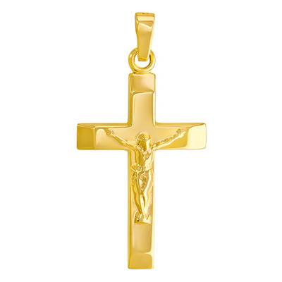 Pendentif croix Christ fil 27 mm Or Jaune 375 - Vandona