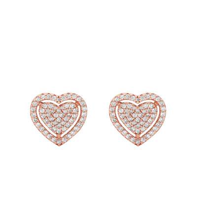 Kors Love Heart Rose Gold-Plated Silver & Cubic Zirconia Stud Earrings - Michael Kors