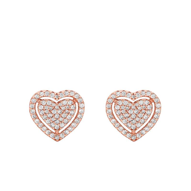 Kors Love Heart Rose Gold-Plated Silver & Cubic Zirconia Stud Earrings - Michael Kors
