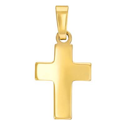 Yellow 375/1000 Gold Domed Cross Pendant - Vandona