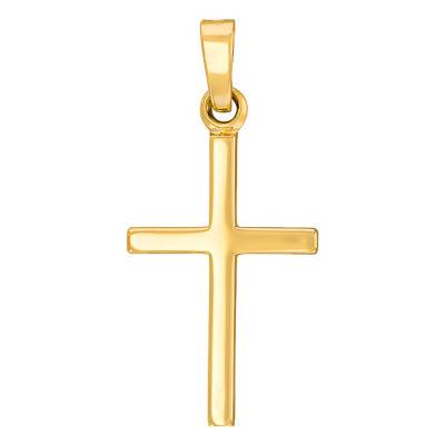 Yellow 375/1000 Gold Simple Cross Pendant - Vandona