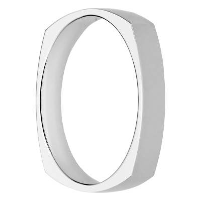 750 White Gold Square Standard Wedding Ring, 3 mm Wide - Amore