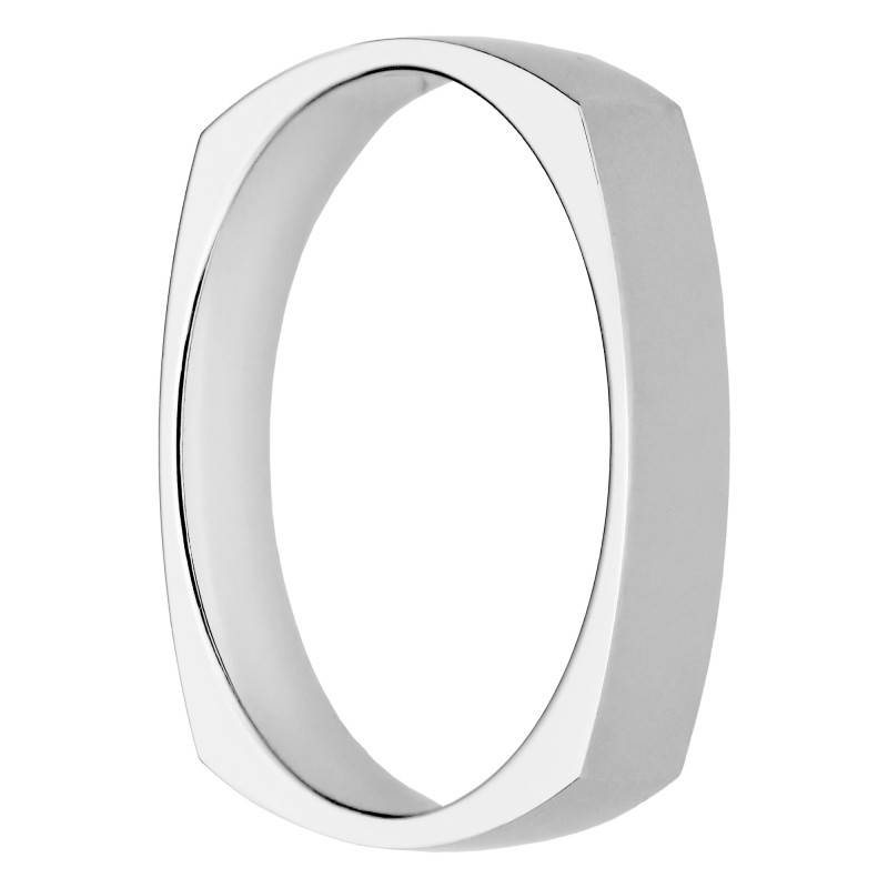750 White Gold Square Standard Wedding Ring, 3 mm Wide - Amore