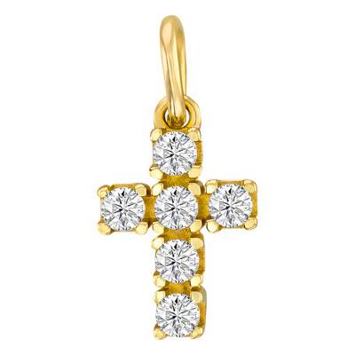 Pendentif petite croix Or Jaune 750 et oxydes de zirconium - Vandona