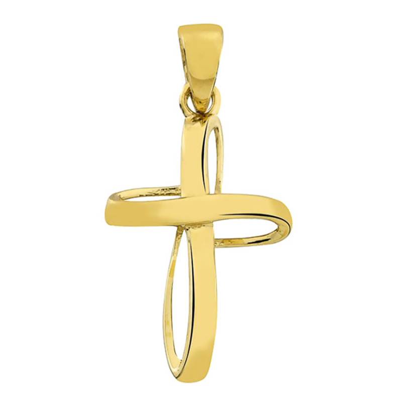 375/1000 Yellow Gold Open-Work Floral Cross Pendant - Vandona