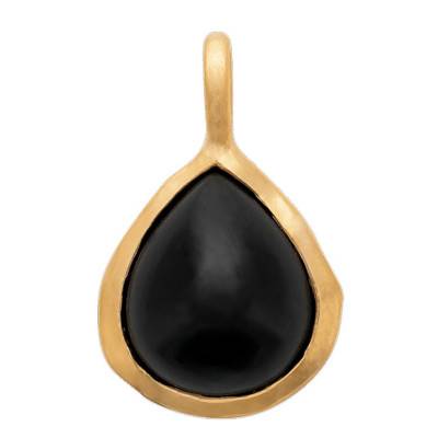 Isaure Gold-Plated & Black Agate Pendant - Ana & Cha