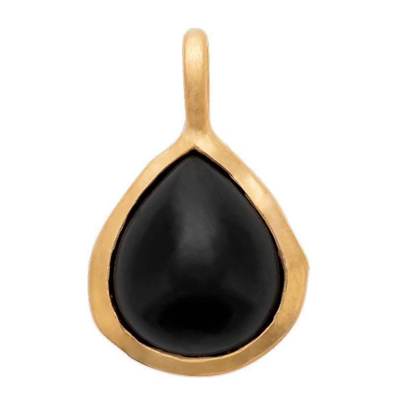 Isaure Gold-Plated & Black Agate Pendant - Ana & Cha
