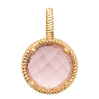 Pendentif Lisette quartz rose plaqué or - Ana & Cha