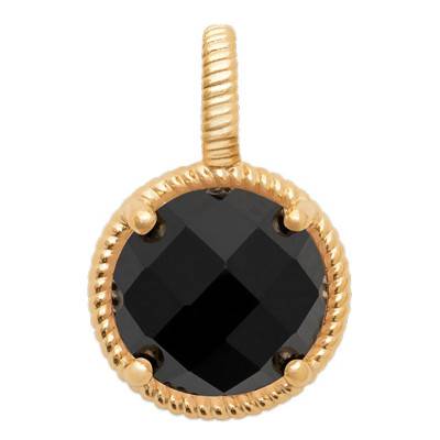 Pendentif lisette plaqué or agate noire - Ana & Cha