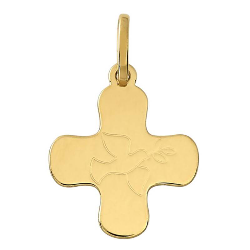 Yellow 750/1000 Gold Dove Cross Pendant - Vandona