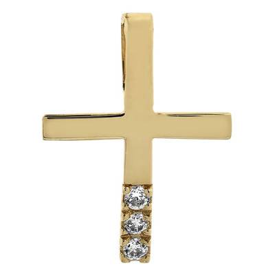 Yellow 750/1000 Gold & Diamond 0.04 ct Cross Pendant - Vandona
