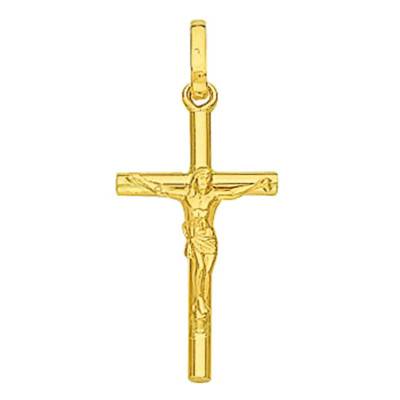 Pendentif croix christ et fil rond Or Jaune 750 - Vandona