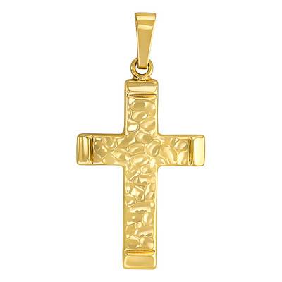 Pendentif croix Or Jaune 750 creuse et ciselée - Vandona