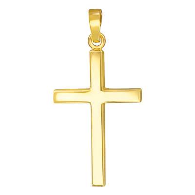 750/1000 Yellow Gold Hollow Latin Cross Pendant - Vandona