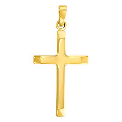 Hollow Flat-Tipped Cross Pendant in 750 Yellow Gold - Vandona