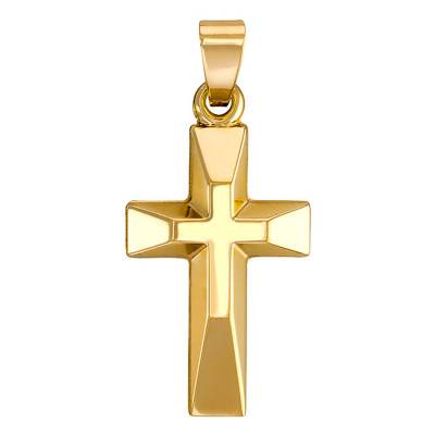750 Yellow Gold 3D Cross Pendant - Vandona