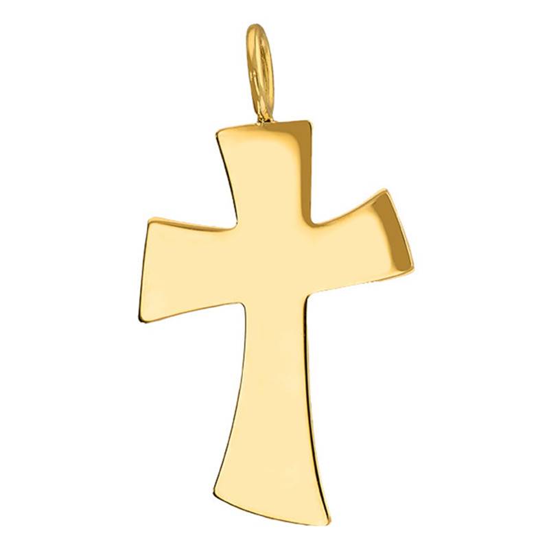 750 Yellow Gold Asymmetric Cross Pendant - Vandona