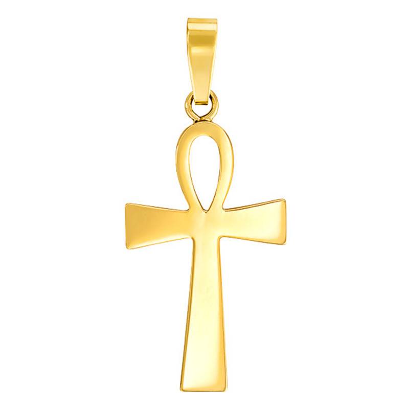 375/1000 Yellow Gold Ankh Cross Pendant - Vandona