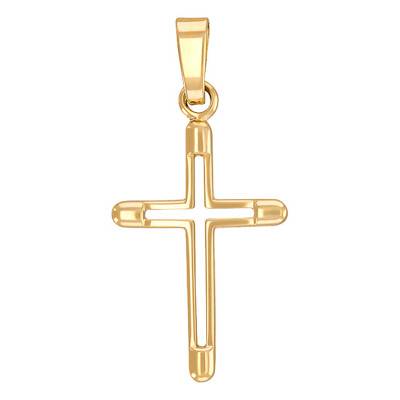Pendentif contours de croix Or Jaune 375 et bords - Vandona