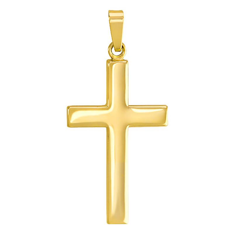 375/1000 Yellow Gold Flat Latin Cross Pendant - Vandona