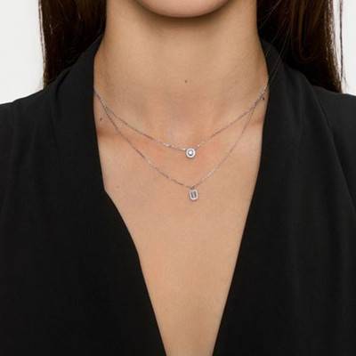 Kors Brilliant Double 925 Silver & Cubic Zirconia Necklace, Length 34 cm to 39 cm, Width 8 mm - Michael Kors