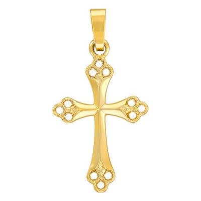 375/1000 Yellow Gold Fancy-Edge Orthodox Cross Pendant - Vandona