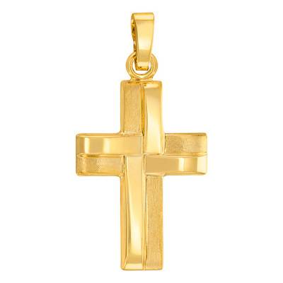 Pendentif croix Or Jaune 375 effet tressé - Vandona