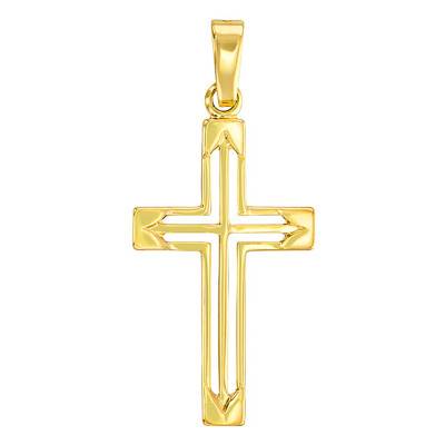 Pendentif double croix Or Jaune 375 - Vandona