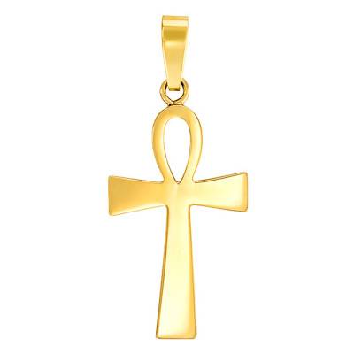 750/1000 Yellow Gold Ankh Cross Pendant - Vandona