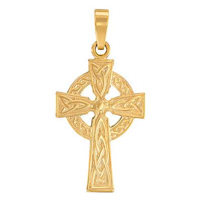 375/1000 Yellow Gold Celtic Cross Pendant - Vandona