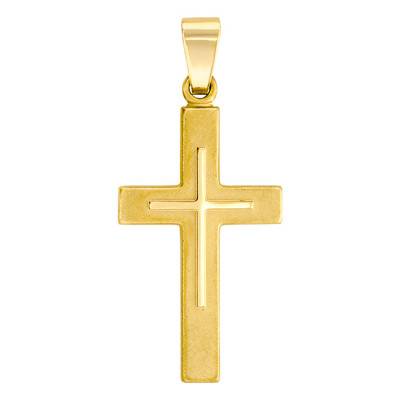 375/1000 Yellow Gold Overlapping Cross Pendant - Vandona