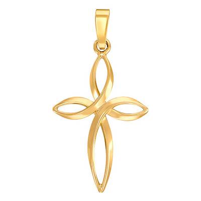 375/1000 Yellow Gold Flower Cross Pendant - Vandona