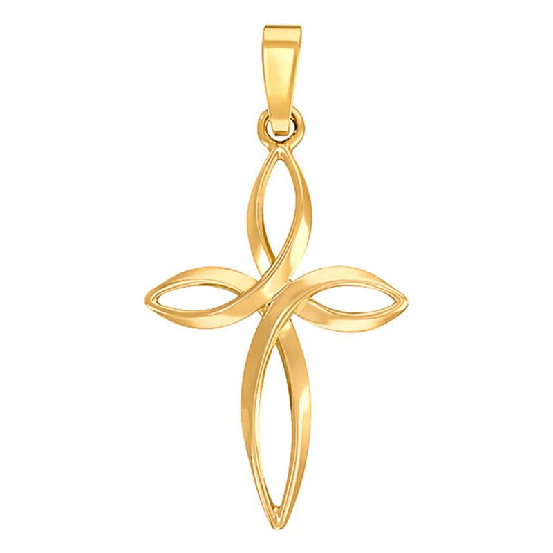 375/1000 Yellow Gold Flower Cross Pendant - Vandona