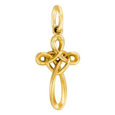 375/1000 Yellow Gold Arabesque Cross Pendant - Vandona