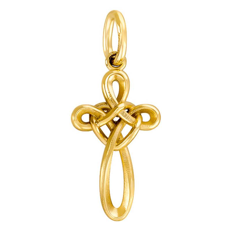 375/1000 Yellow Gold Arabesque Cross Pendant - Vandona