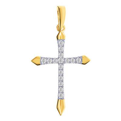 Pendentif croix Or Jaune 375 et diamants 0.11 carat - Juweel