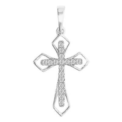 Pendentif croix Or Blanc 375 et diamants 0.09 carat - Juweel