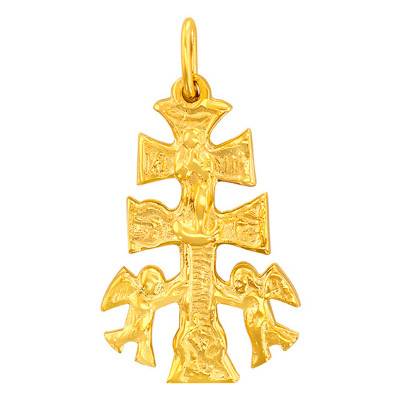 Yellow Gold Cross of Lorraine Pendant - Vandona