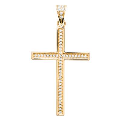 Gold-Plated Cross & Zirconia Pendant - Naïades