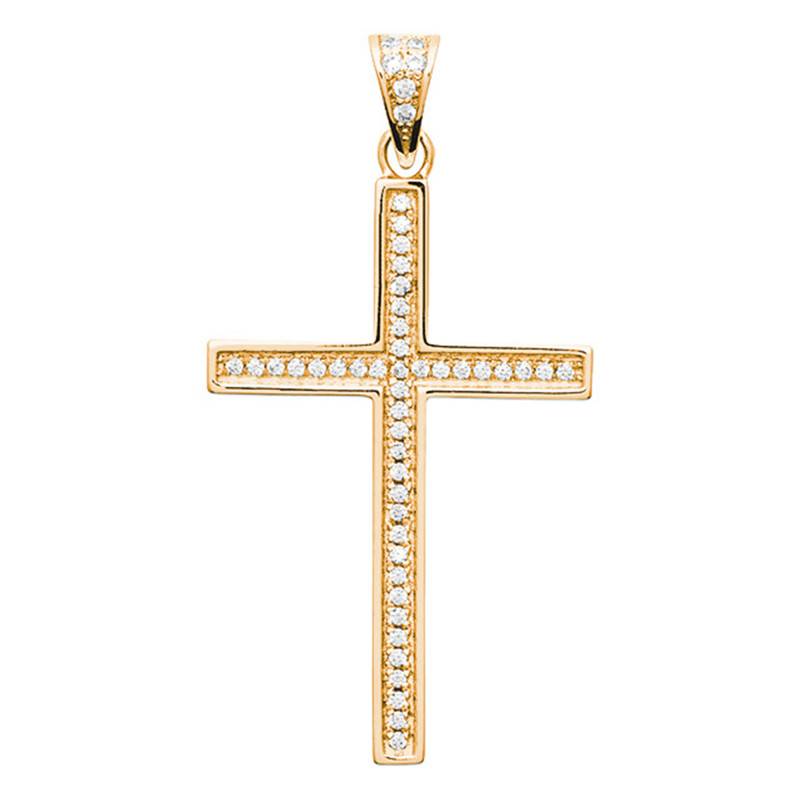 Gold-Plated Cross & Zirconia Pendant - Naïades