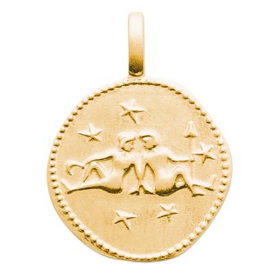 Gold-Plated Gemini Star Pendant, 14 mm Diameter - Naïades