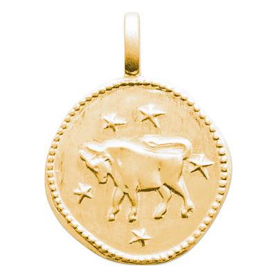 Gold-Plated Taurus Star Pendant, 14 mm Diameter - Naïades