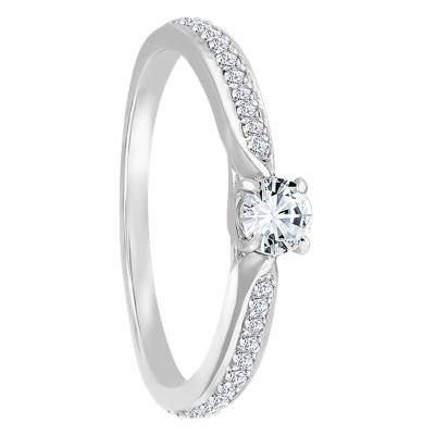 Alice 750 White Gold Diamond 0.20 ct Solitaire Ring with Side Stones - Alliantine