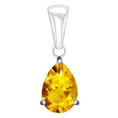 Pendentif Or Blanc 375 ou 750 & Citrine - Aurora