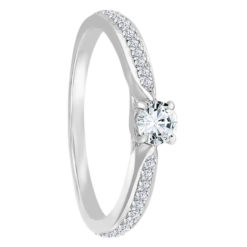Alice 750 White Gold Diamond 0.30 ct Solitaire Ring with Side Stones - Alliantine