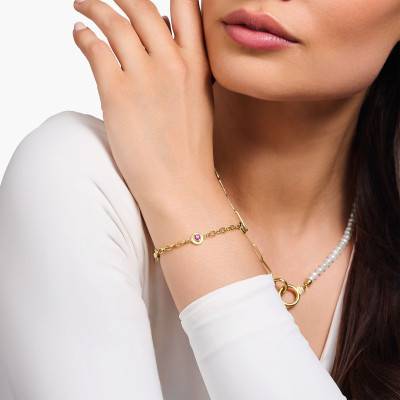 Bracelet Cosmic Amulets en Plaqué Or Jaune & Pierres Multicolores, Longueur 19 cm, Largeur 3,00 mm - A2138-995-7-L19v - Thomas Sabo