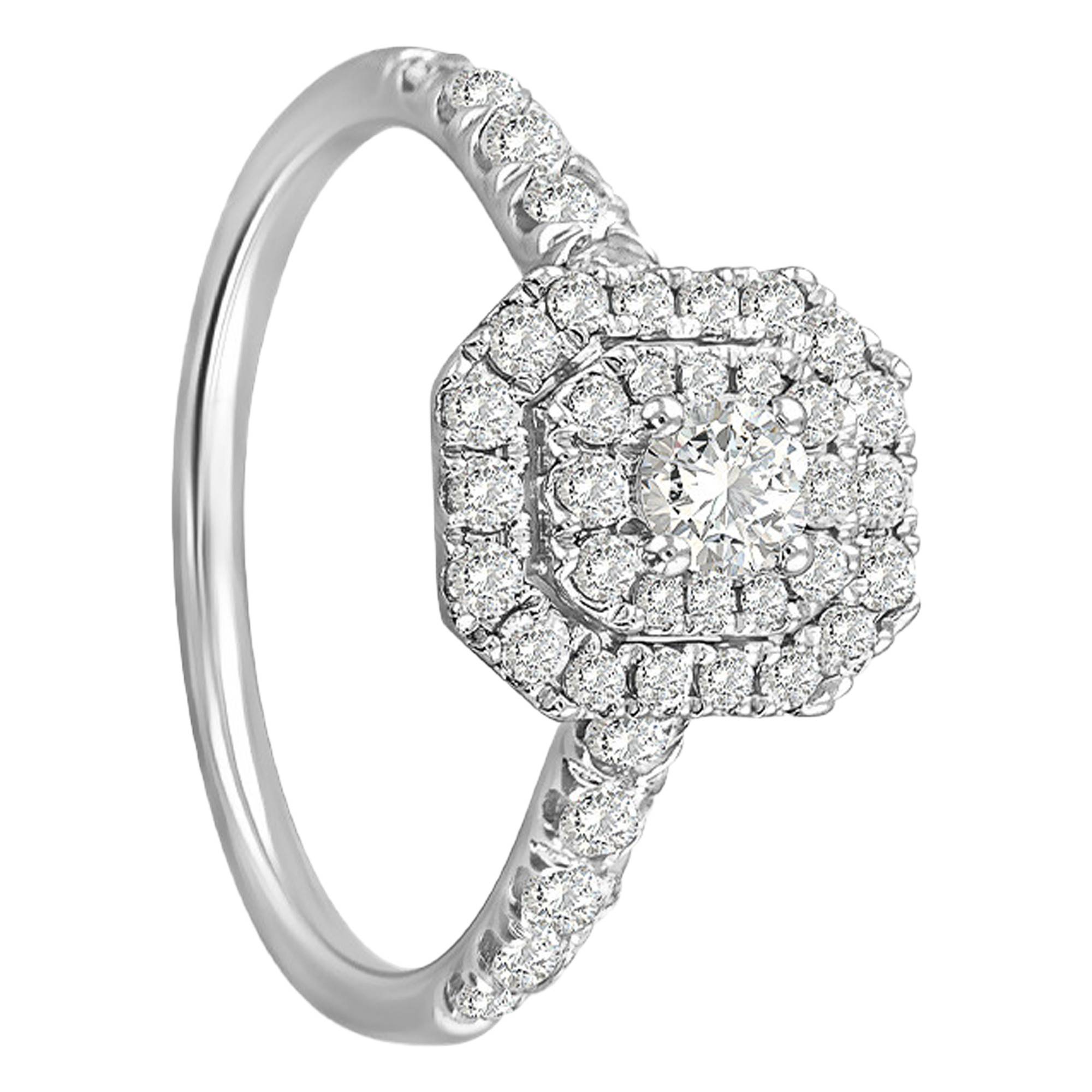 Bague De Fiançailles Or Blanc 14k Avec Diamant Simulé Taille Asscher 2,70 Ct - Taille Personnalisable